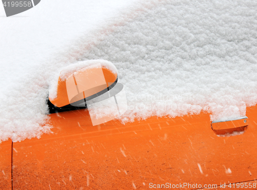 Image of Dirty car covered with snow