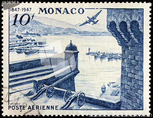 Image of Monaco port and fortress stamp