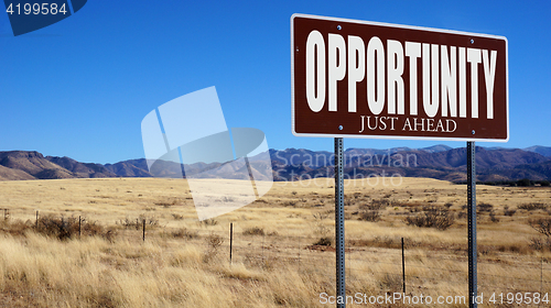 Image of Opportunity Just Ahead brown road sign