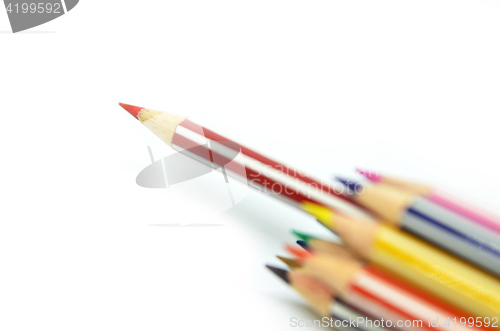 Image of Red color pencil standing out