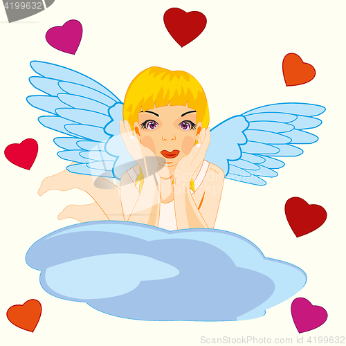 Image of Girl angel on cloud