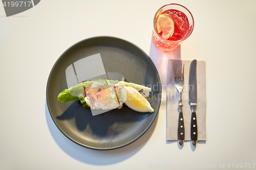 Image of close up of toast skagen with caviar and bread