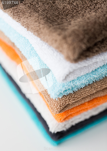 Image of close up of stacked bath towels