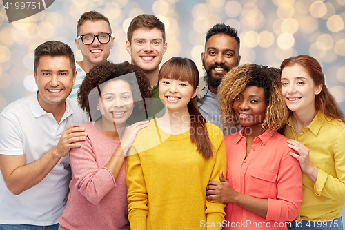 Image of international group of happy smiling people