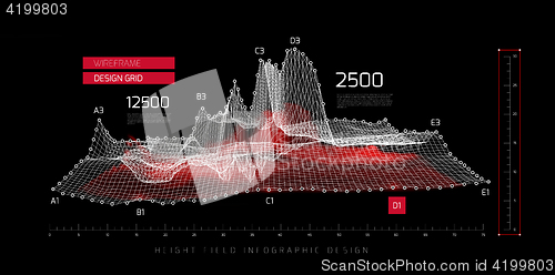 Image of Height field infographic design. Vector illustration