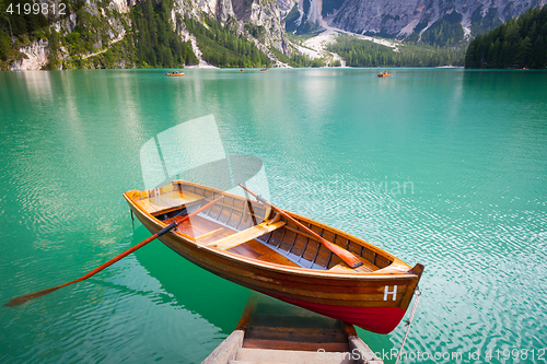 Image of Braies Lake in Dolomiti region, Italy