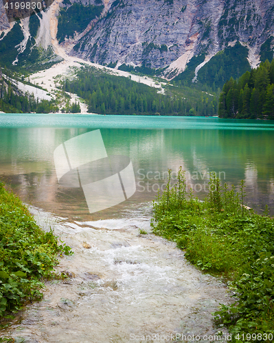 Image of Braies Lake in Dolomiti region, Italy