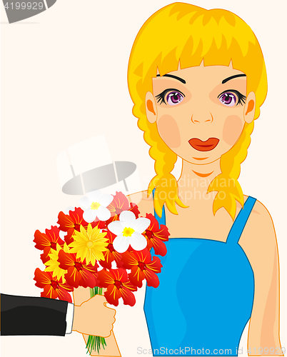 Image of Girl present flower