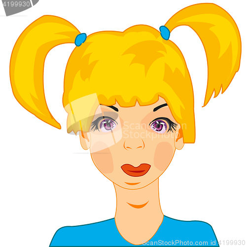 Image of Girl teenager with pigtail