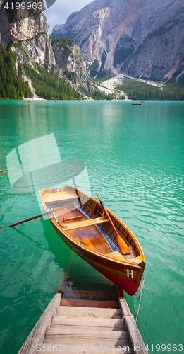 Image of Braies Lake in Dolomiti region, Italy