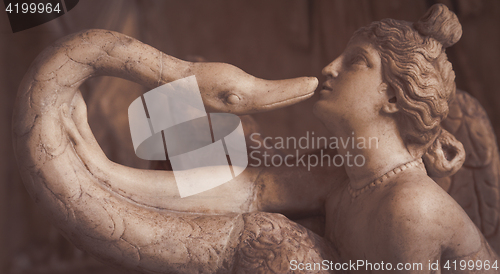 Image of VENICE, ITALY - JUNE 27, 2016: Leda and the Swan statue in Palaz