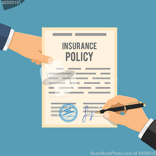 Image of Man signs insurance policy