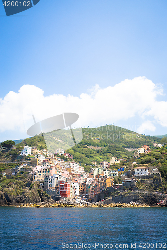 Image of Riomaggiore in Cinque Terre, Italy - Summer 2016 - view from the