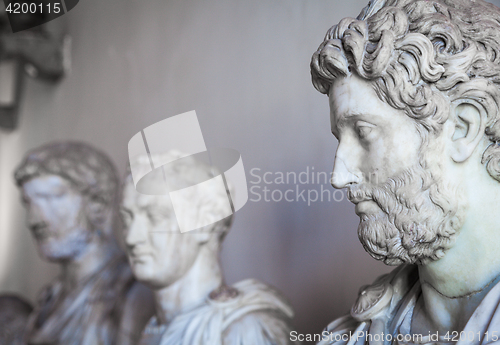 Image of VENICE, ITALY - JUNE 27, 2016: Statues detail in Palazzo Ducale 