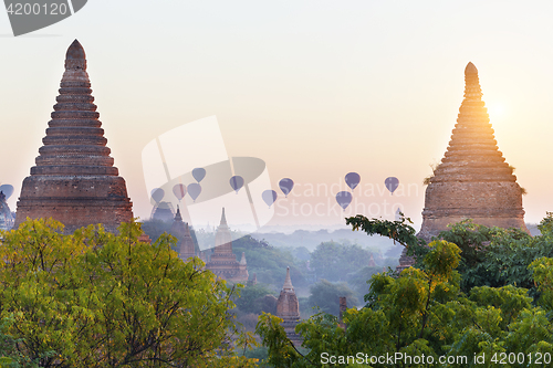 Image of Bagan temple during golden hour 