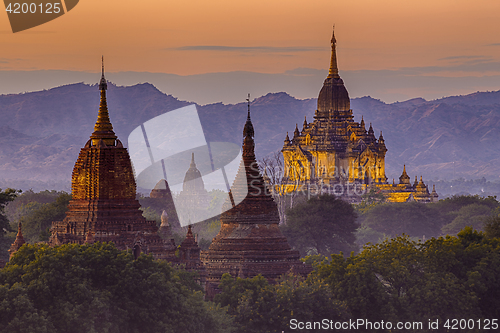 Image of Bagan temple during golden hour 