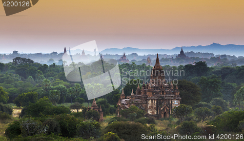 Image of Bagan temple during golden hour 