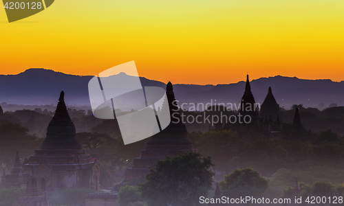 Image of Bagan temple during golden hour 
