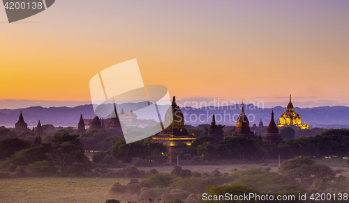 Image of Bagan temple during golden hour 