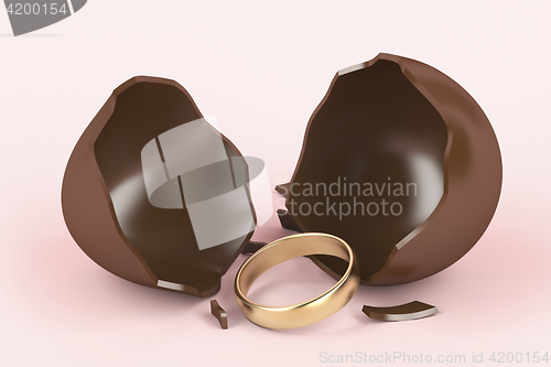 Image of Chocolate egg and engagement ring