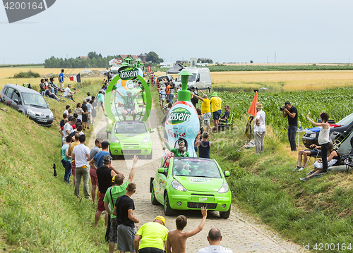 Image of Teisseire Caravan on a Cobblestone Road- Tour de France 2015