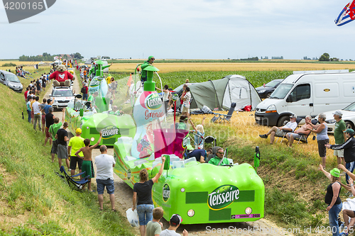 Image of Teisseire Caravan on a Cobblestone Road- Tour de France 2015