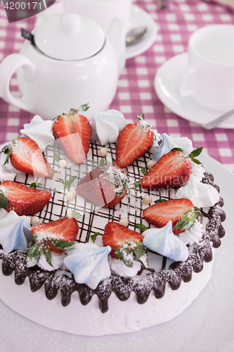 Image of Tasty strawberry cream cake