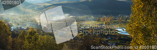 Image of Village landscape panorama in the evening