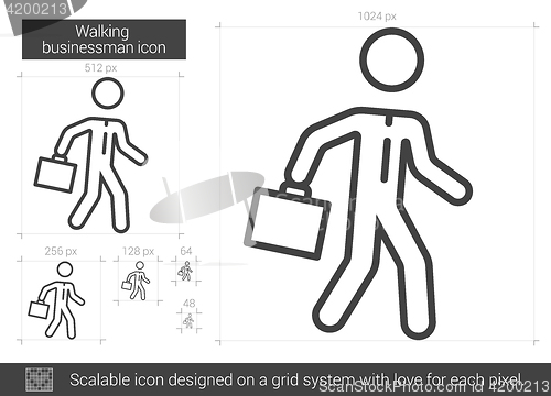 Image of Walking businessman line icon.