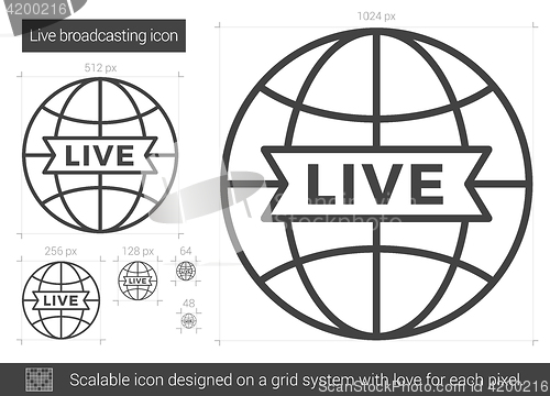 Image of Live broadcasting line icon.