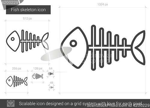 Image of Fish skeleton line icon.