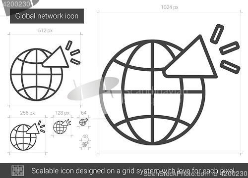 Image of Global network line icon.