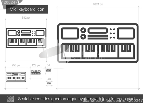 Image of Midi keyboard line icon.