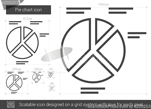 Image of Pie chart line icon.