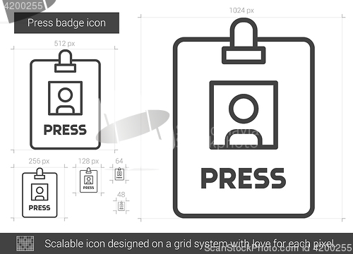 Image of Press badge line icon.