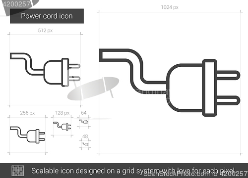 Image of Power cord line icon.