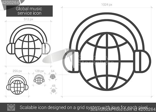 Image of Global music service line icon.