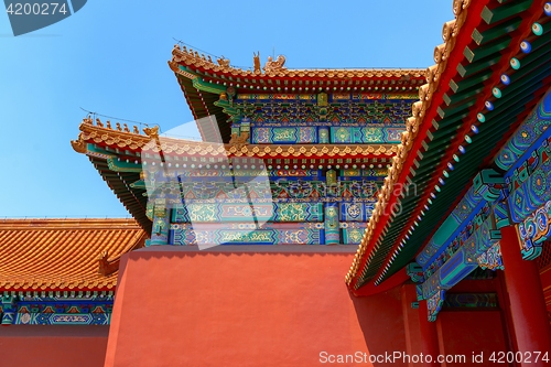 Image of Traditional Chinese building under blue sky