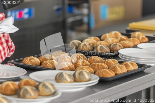 Image of Freshly baked buns in the kitchen