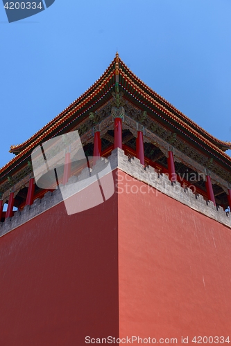 Image of Traditional Chinese building under blue sky