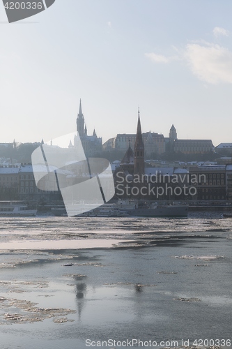 Image of Frozen Danube river in Hungary