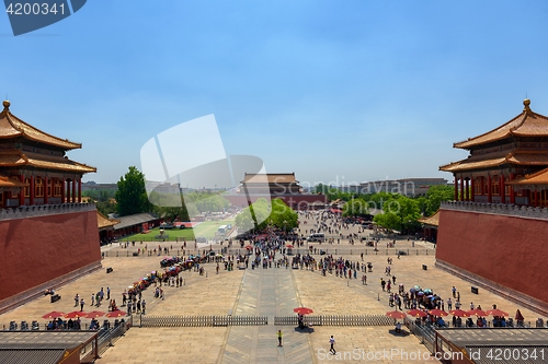 Image of Traditional Chinese building under blue sky