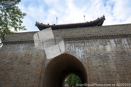 Image of Traditional Chinese building under blue sky