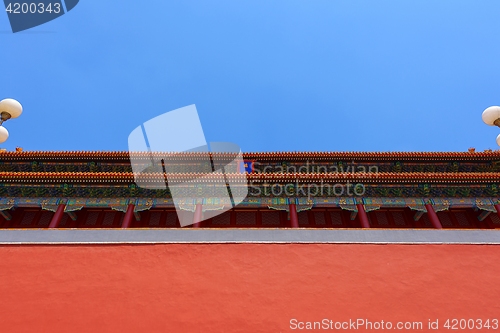 Image of Traditional Chinese building under blue sky