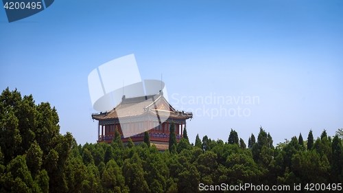 Image of Traditional Chinese building under blue sky