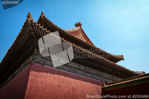 Image of Traditional Chinese building under blue sky