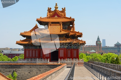 Image of Traditional Chinese building under blue sky