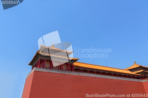 Image of Traditional Chinese building under blue sky