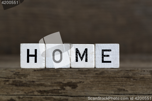 Image of Home, written in cubes    