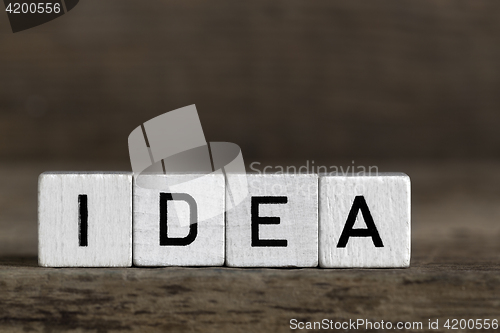Image of Idea, written in cubes    